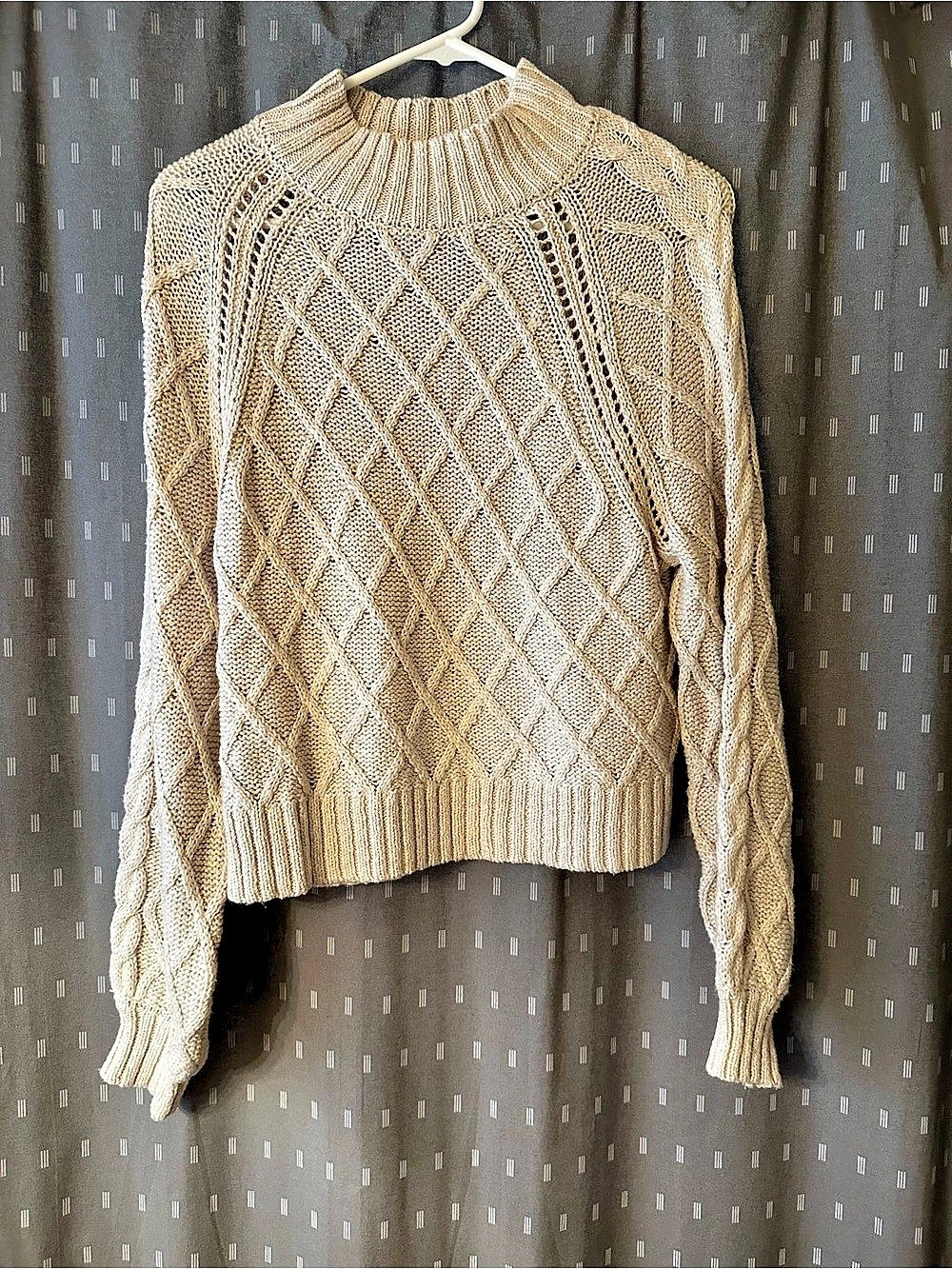 Beige Cable Knit Sweater